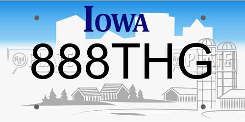 888THG Iowa License Plate