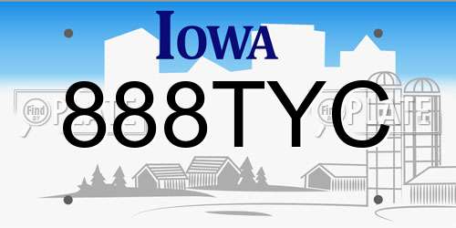 888TYC Iowa License Plate