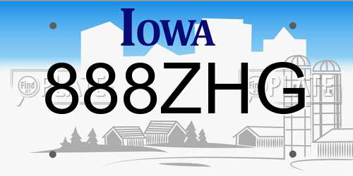 888ZHG Iowa License Plate