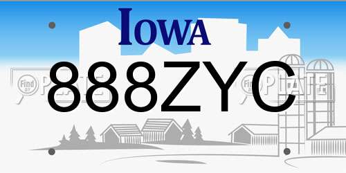 888ZYC Iowa License Plate
