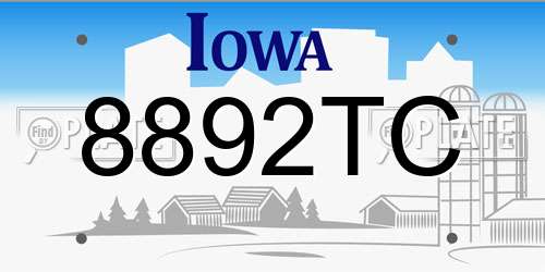 8892TC Iowa License Plate
