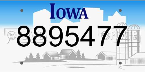 8895477 Iowa License Plate