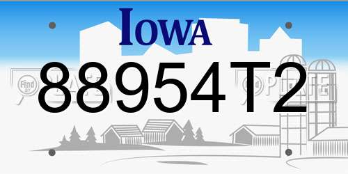 88954T2 Iowa License Plate