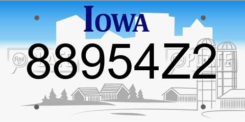 88954Z2 Iowa License Plate