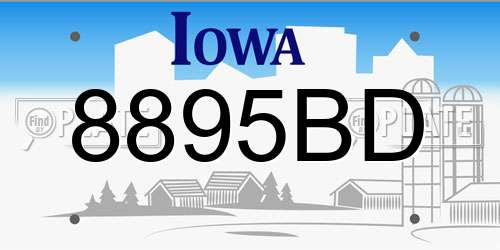 8895BD Iowa License Plate