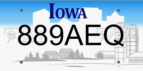889AEQ Iowa License Plate