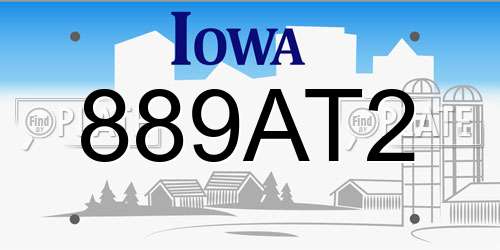889AT2 Iowa License Plate