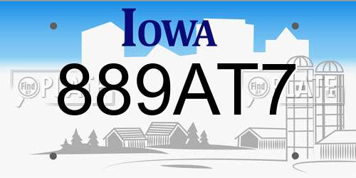 889AT7 Iowa License Plate