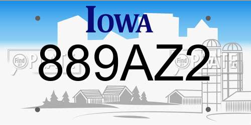 889AZ2 Iowa License Plate