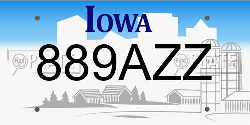 889AZZ Iowa License Plate
