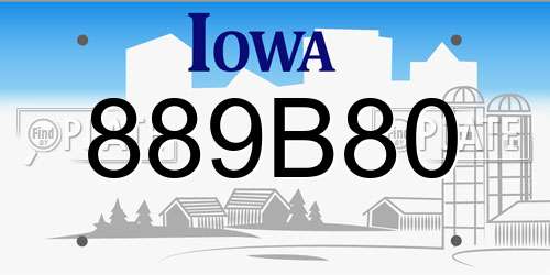 889B80 Iowa License Plate