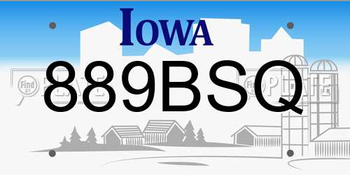 889BSQ Iowa License Plate