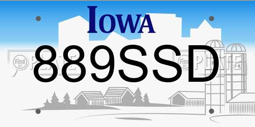 889SSD Iowa License Plate
