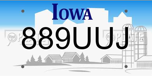 889UUJ Iowa License Plate