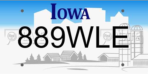 889WLE Iowa License Plate