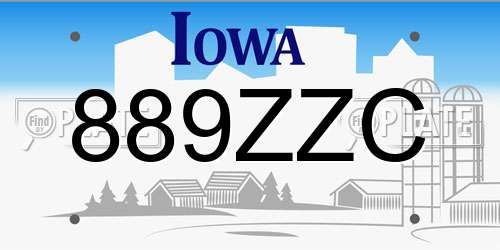 889ZZC Iowa License Plate