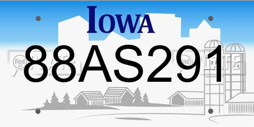 88AS291 Iowa License Plate