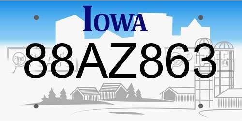 88AZ863 Iowa License Plate
