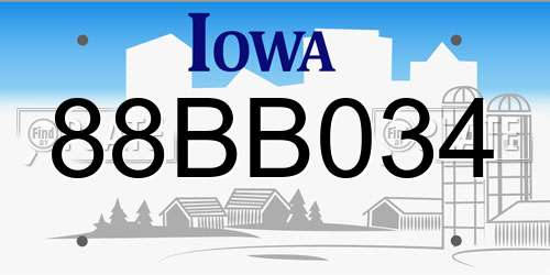 88BB034 Iowa License Plate
