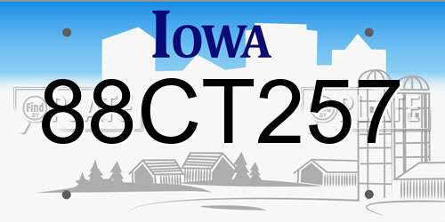 88CT257 Iowa License Plate
