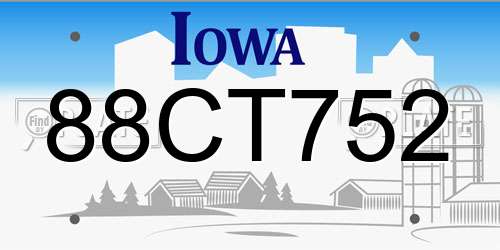 88CT752 Iowa License Plate