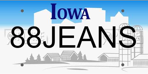 88JEANS Iowa License Plate
