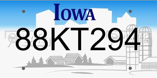 88KT294 Iowa License Plate