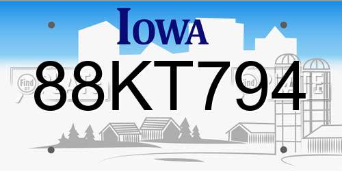 88KT794 Iowa License Plate