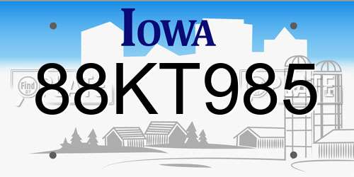 88KT985 Iowa License Plate
