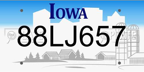 88LJ657 Iowa License Plate