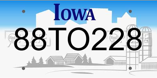 88TO228 Iowa License Plate