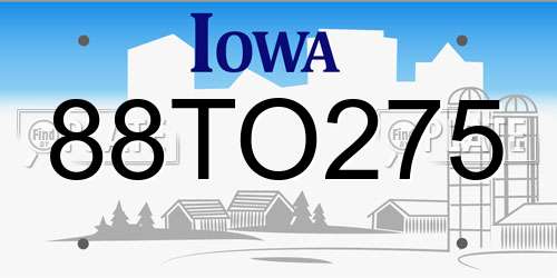 88TO275 Iowa License Plate