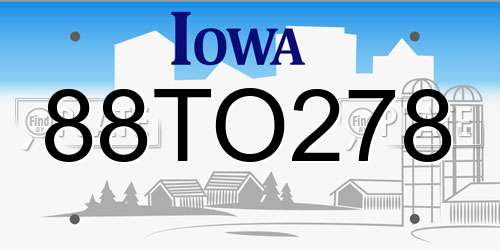 88TO278 Iowa License Plate