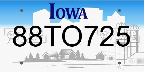 88TO725 Iowa License Plate