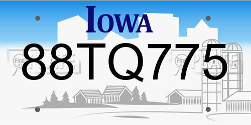 88TQ775 Iowa License Plate