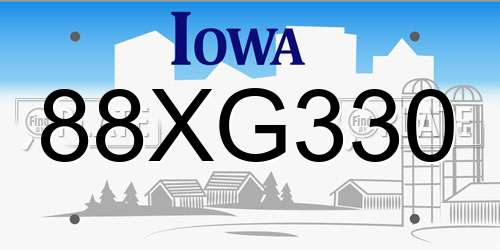 88XG330 Iowa License Plate