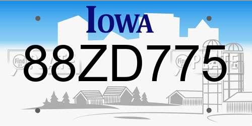 88ZD775 Iowa License Plate