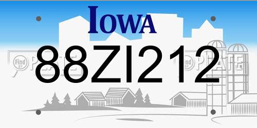 88ZI212 Iowa License Plate