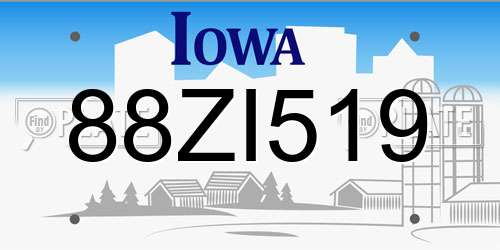 88ZI519 Iowa License Plate