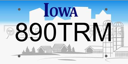 890TRM Iowa License Plate