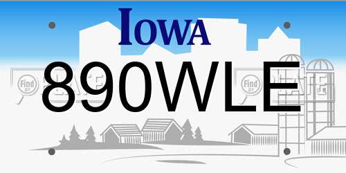 890WLE Iowa License Plate