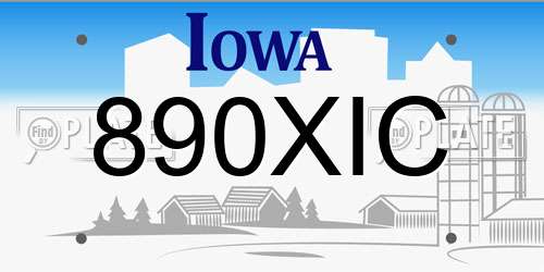 890XIC Iowa License Plate
