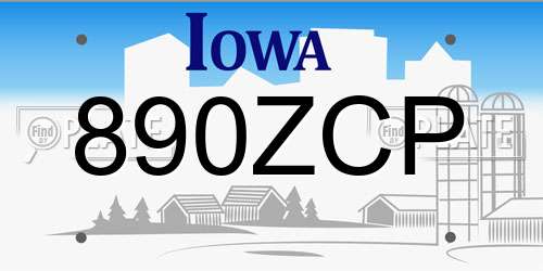 890ZCP Iowa License Plate