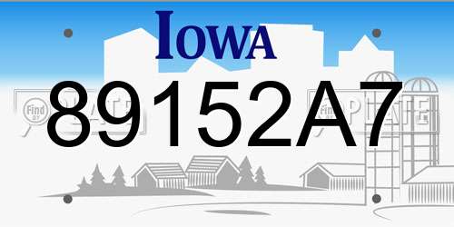 89152A7 Iowa License Plate
