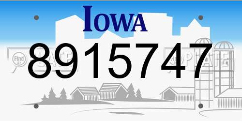 8915747 Iowa License Plate