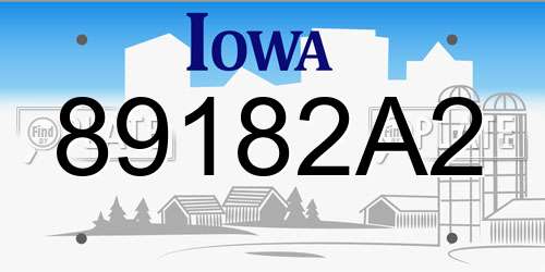89182A2 Iowa License Plate