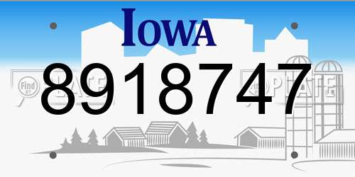 8918747 Iowa License Plate