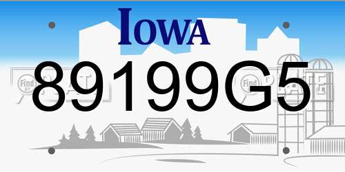 89199G5 Iowa License Plate
