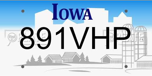 891VHP Iowa License Plate