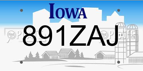 891ZAJ Iowa License Plate
